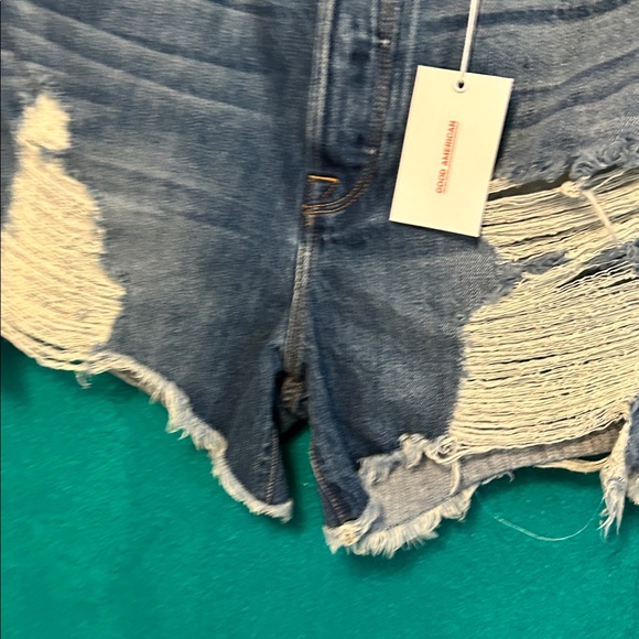 Good American Blue Distressed Jean Shorts - Picture 4 of 6